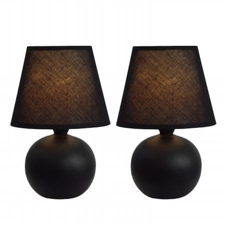 All The Rages All The Rages LT2008-BLK-2PK Simple Designs Mini Ceramic Globe Table Lamp 2 Pack Set; Black LT2008-BLK-2PK